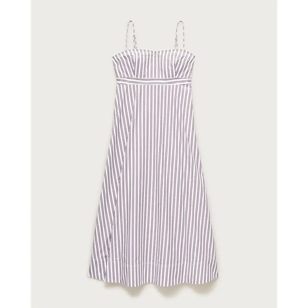 J.Crew Minimalist Empire Waist Dress Striped Cotton Poplin Crushed Crimson 2